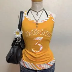 激レア adidas バッククロスキャミ ナンバーロゴ 平成ギャルオレンジy2kのサムネイル