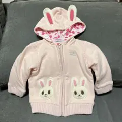 ミキハウス ウサギ耳付きパーカー ピンク