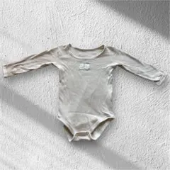 (美品)ベージュロンパース クマのイラスト付き　90