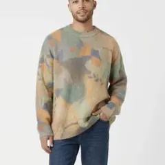 【希少】総柄 ヴィンテージ風 ニット セーター XL ゆったり ゆるだぼ レトロ