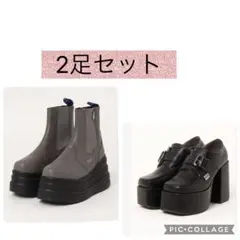 YOSUKE　厚底サイドゴアショートブーツ　厚底プラットフォームパンプス