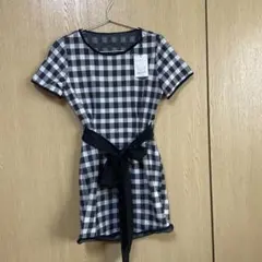 GRL チェック柄 半袖ミニ丈ワンピース S バックオープン
