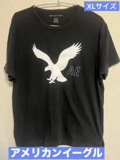 【古着】 American Eagle ロゴプリント Tシャツ ブラック XLのサムネイル