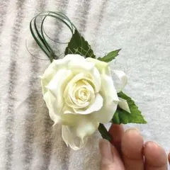 【美品】キッズ子供用コサージュ入園式入学式卒業式ホワイトバラ