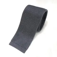 ニットネクタイ グレー オフィスカジュアル シンプル 無地 丸洗いOKニットタイ