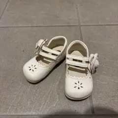 ホワイト フラワー装飾 ベビーシューズ