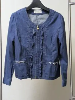 Feroux デニムブルー ノーカラージャケットのサムネイル