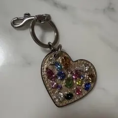 Coach コーチ ハート型キーホルダー カラフルストーン付き