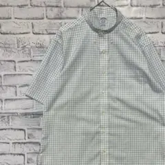 ブルックスブラザーズ半袖シャツ！ホワイトブルーチェックL 0601