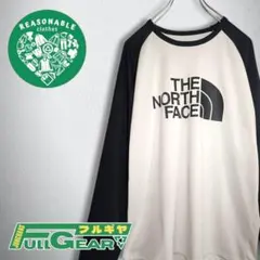 古着【美品】ノースフェイス　ラグラン 長袖　モノトーン　XL相当　Lサイズ