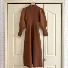 新品 M'S GRACY 2025秋 袖ボーダー切り替えニットワンピース 38