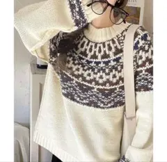 ノルディック柄 ニット