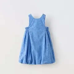 ZARA バルーンワンピース　青　ノースリーブ　セレモニー　104㎝　綿100のサムネイル