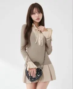 Darich シャツドッキングプリーツミニワンピース