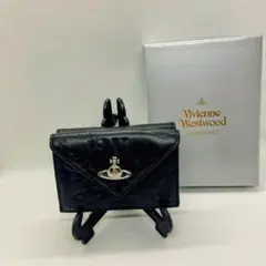 ヴィヴィアンウエストウッド 165VW765 三つ折財布 型押し ブラック