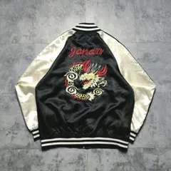 【Fafatt】 スカジャン 龍刺繍 JAPAN ブラック×ゴールド