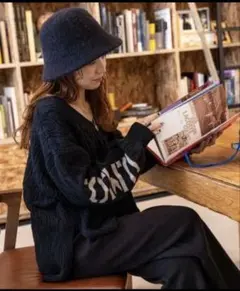 niko and...レタードニットプルオーバー ブラック M ニコアンド