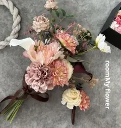 大人ピンク　クラッチブーケ　ウェディング　前撮り　くすみカラー
