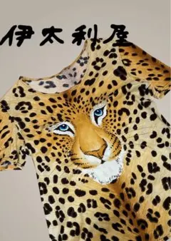 伊太利屋 ヒョウ柄 総柄 Tシャツ 11 L 青い目 ラインストーン　カットソーのサムネイル