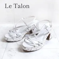 Le Talon ルタロン レース 厚底サンダル 白 ホワイト 太ヒール Lのサムネイル