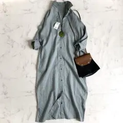 【新品】アーバンリサーチドアーズ リネンバックタックシャツワンピース ミント系