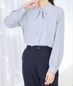 ハニーズ GLACIER 水色　スタンドフリルボウタイブラウス　Ｓ