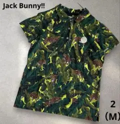 Jack Bunny!! ゴルフウェア ポロシャツ 半袖 総柄 ヒョウ柄 M