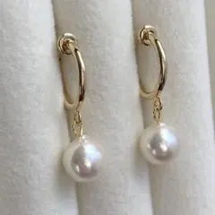 あこや真珠 フープイヤリング Akoya Pearl M759