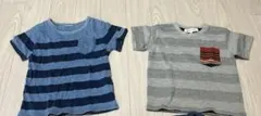 キッズ Tシャツ 青とグレー ストライプ
