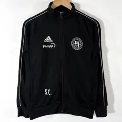 adidas トラックジャケット 黒 レディースS相当　ジュニアL 古着　細身
