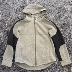 PUMA フルジップパーカー グレー/ブラック　140