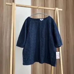 ＊未使用タグ ジュンコシマダ 刺繍 11号 プルオーバー　五分袖ブラウス