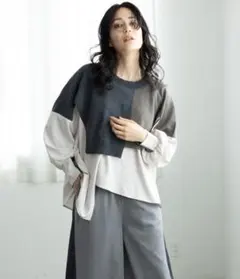 【新品】OSMOSIS オズモーシス 切替レイヤードニットプルオーバー