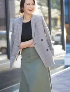 PLST チェック柄 ダブルブレストジャケット