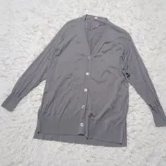 ユニクロ UVカット Vネック ロング カーディガン グレー サイドスリット