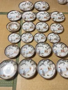 皿【明治期】九谷焼 赤田製 赤絵金彩 唐子琴弾図 小皿 5客 在銘 時代物骨董■ 皿【明治期】九谷焼 赤田製 赤絵金彩 唐子琴弾図 小皿 5客 在銘 時代物