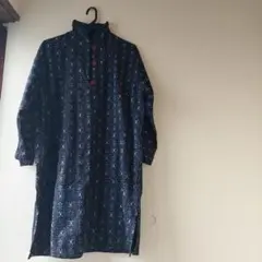 카수리 패턴 스탠드 카라 튜닉