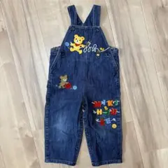 美品✨️MIKIHOUSE 刺繍デニムオーバーオール 90cm