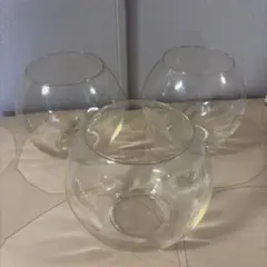 透明ガラス球形フラワーベース3個セット