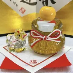 令和8年 干支飾り【ガラス製 鏡餅＆金彩硝子 午】2026年 迎春 新品未使用品
