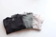 H&M リブ素材 長袖ロンパース 3色セット