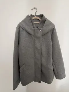 フード付きショートコート　グレー