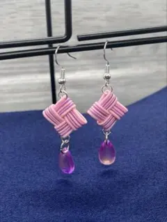 ハンドメイド【水引】ピアス ピンク×紫