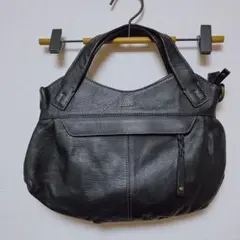 Dakota 黒レザー ハンドバッグ ショルダーバッグジッパーポケット付き