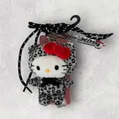 ハローキティ ヒョウ柄 マスコットチャーム グレー レオパード柄 キティちゃん