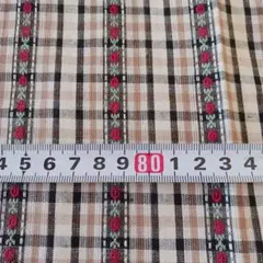 チェック柄刺繍入り綿生地 約200✕112cm　402