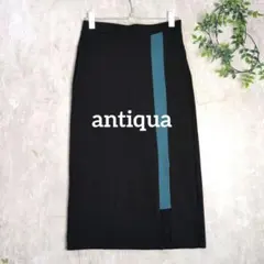 antiqua アンティカ 裏毛配色ラインスカート F ブラック 綿100%のサムネイル