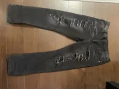 ダメージ加工 ブラックデニム パンツ 34