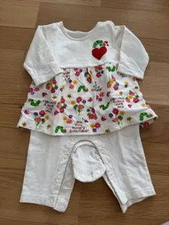 はらぺこあおむし　花柄 プリント ロンパース 70cm カラフル