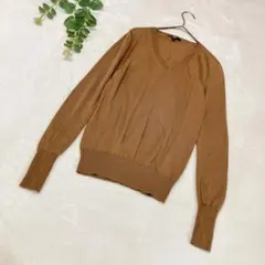 UNIQLO　エクストラファインメリノVネックセーター　ブラウン　M